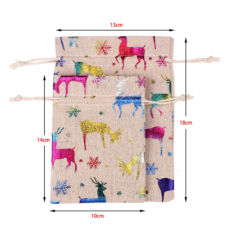 Сумка для рождественских конфет экологичные холщовые подарочные сумки с