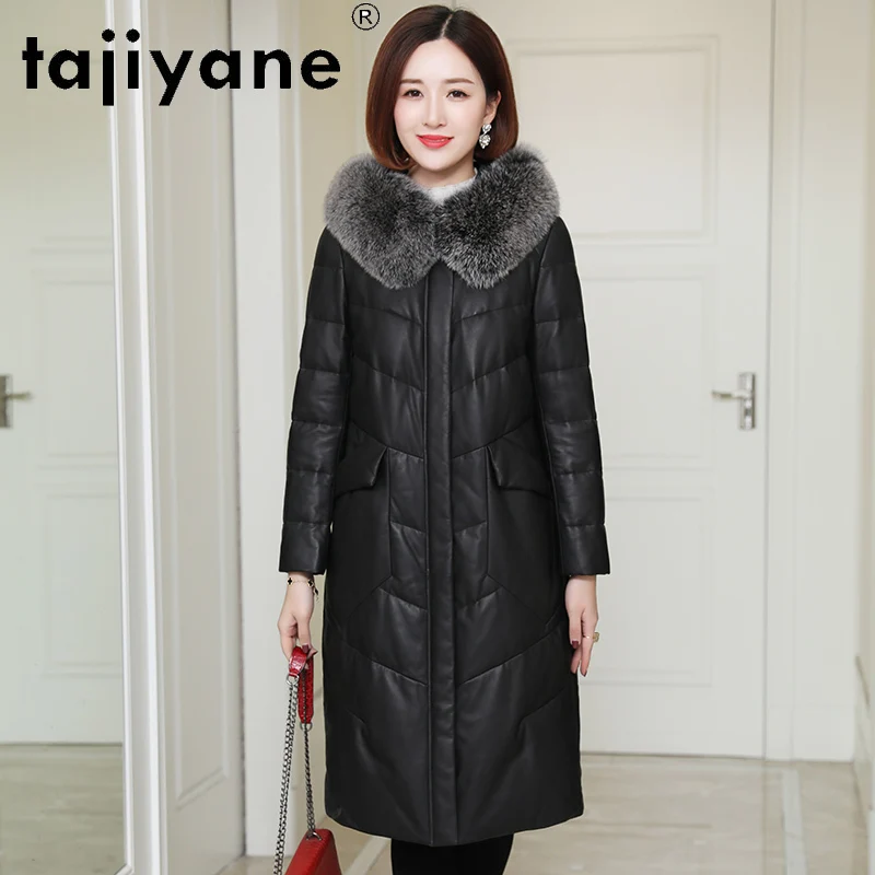 

Tajiyane Women Coats Winter Genuine Sheepskin Jackets Woman Real Fox Fur Collar Coat Female White Duck Down Jakcet Casaco TN605