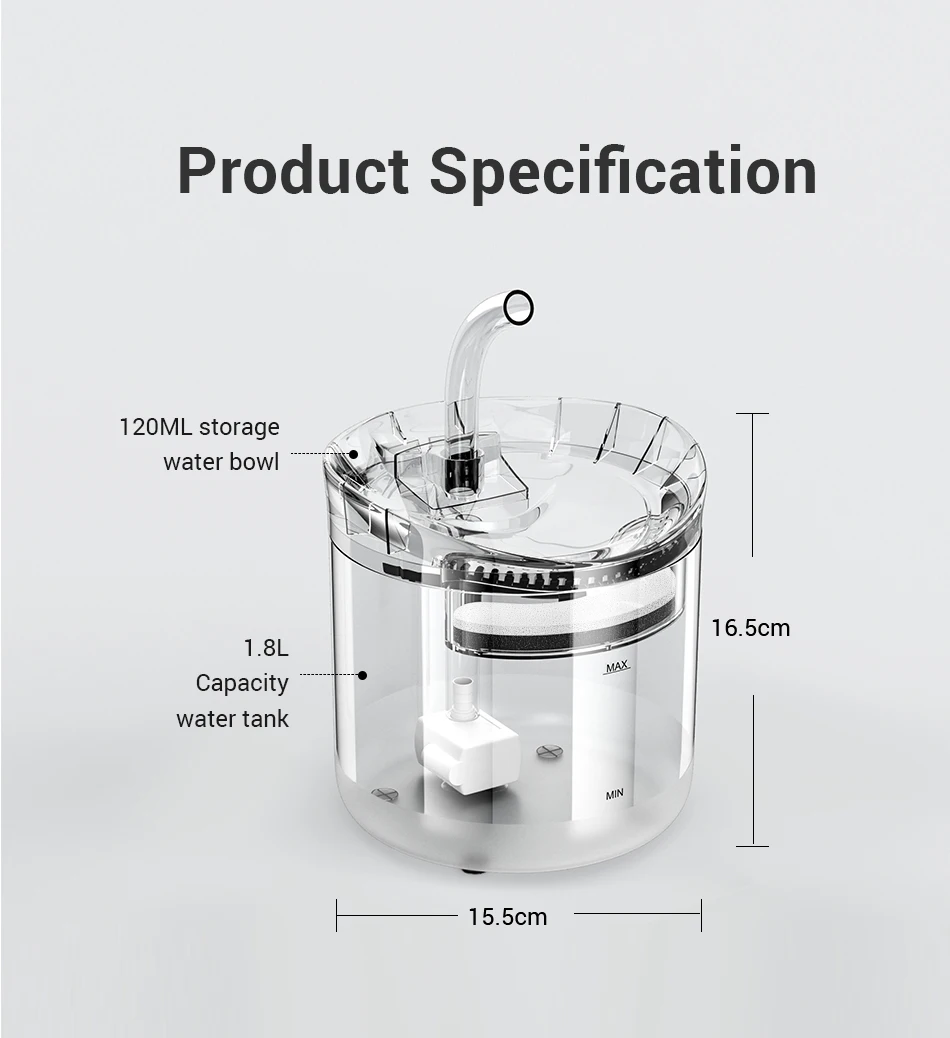 

Cats Pet Drinking Bowl 2L Automatic Cat Water Fountain Filter Feeder Pet Sensor Drinking Fountain Charcoal Filter Feeder Drinker