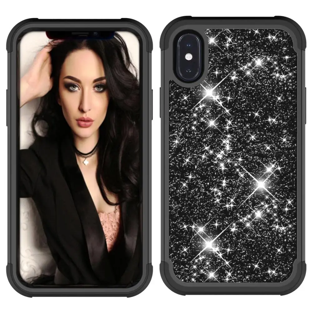 Гибридный 3D Блестящий бронированный чехол для iPhone 8 6 6S 7 Plus X XS Max XR десять