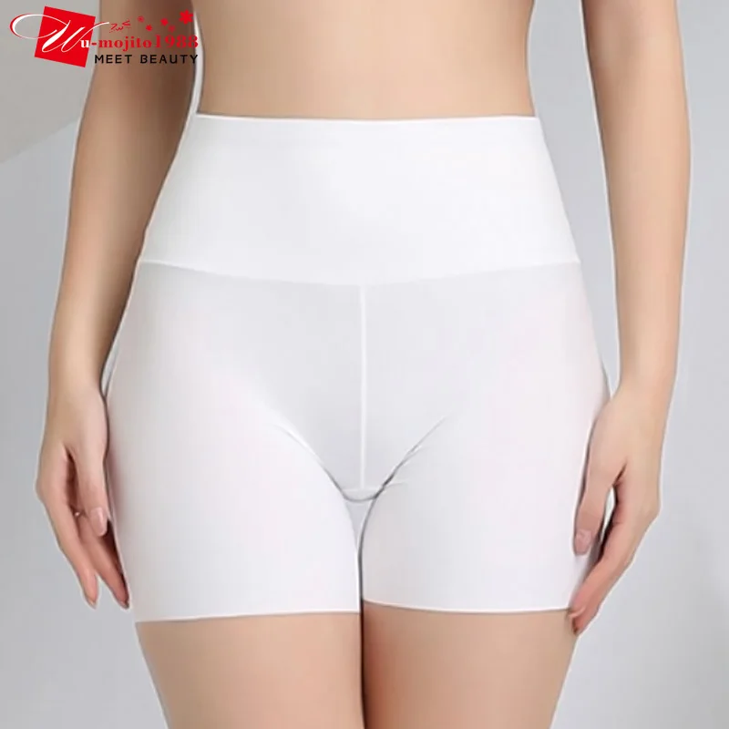 

Summer Women Safety Shorts Pants Seamless Thin Ice Silk High Waist Panties Seamless Anti Emptied Girls Underwear Under Skirt