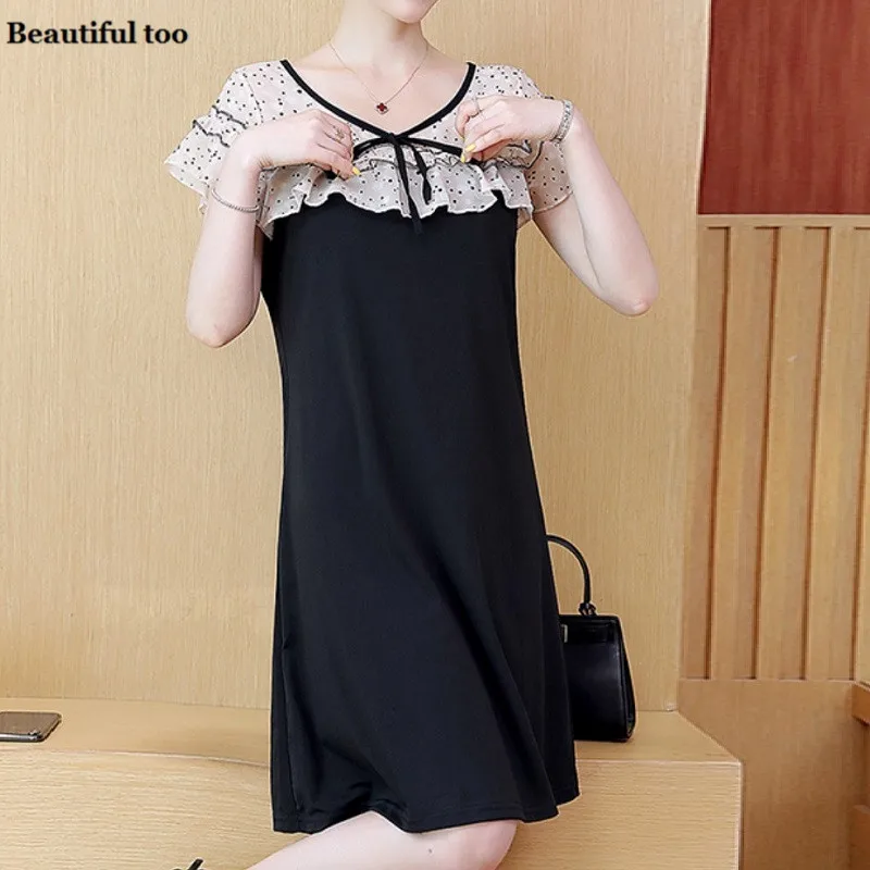 Женское Повседневное платье больших размеров короткий рукав летний школьный