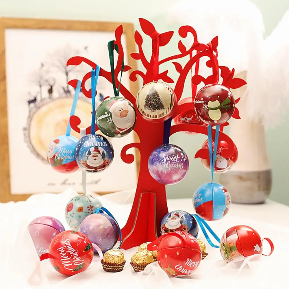 Круглая жесть Рождественская коробка для конфет подарочные пакеты 2019