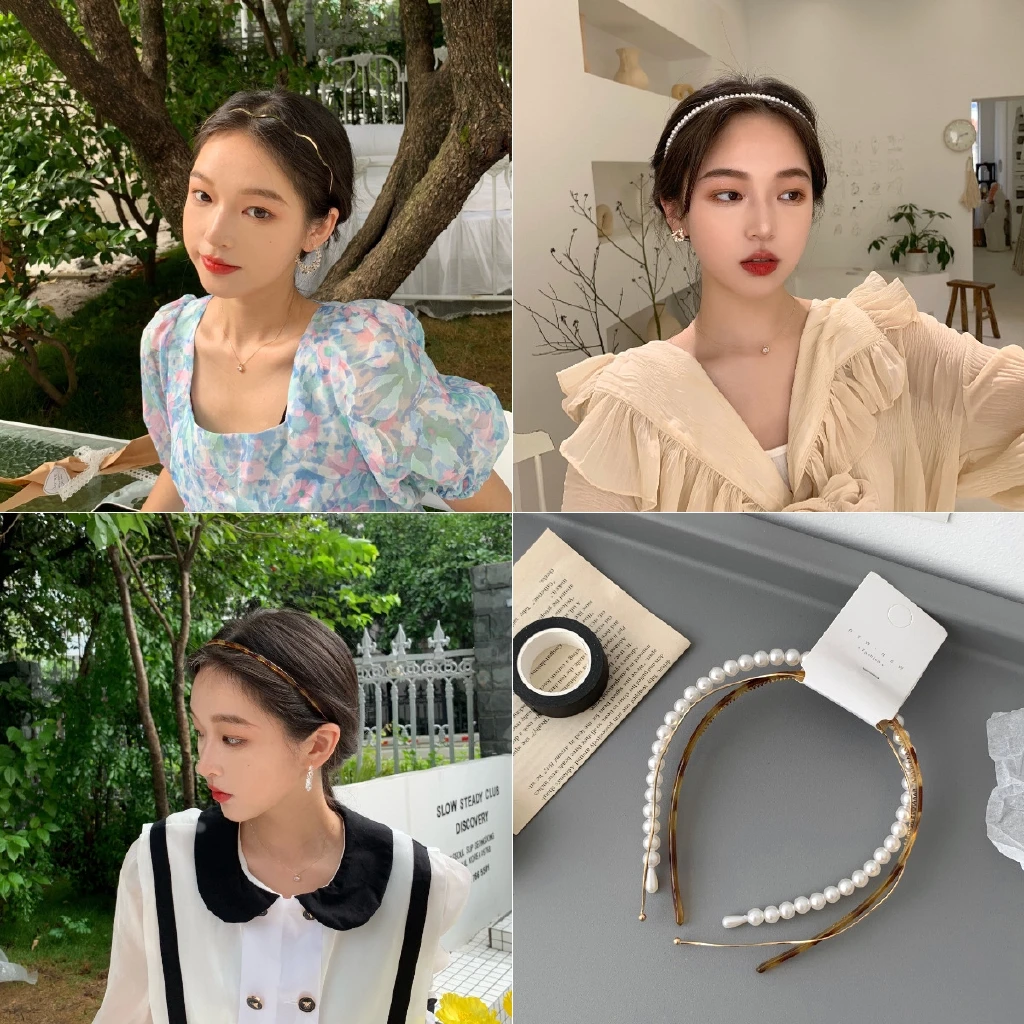 

20pcs/lot Pearl Headband Combination Cute Candy Color Hair Bands Women Girls Wave Metal Hair Hoop Fashion Hair Accessories