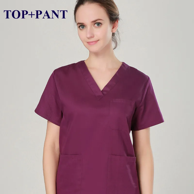 Wine Cotton 1 Распродажа униформа медсестры рабочая одежда для больниц доктор скраб набор для женщин и мужчин классический v-образный вырез дешевая медицинская Униформа Костюмы - Цвет: Wine Cotton 1