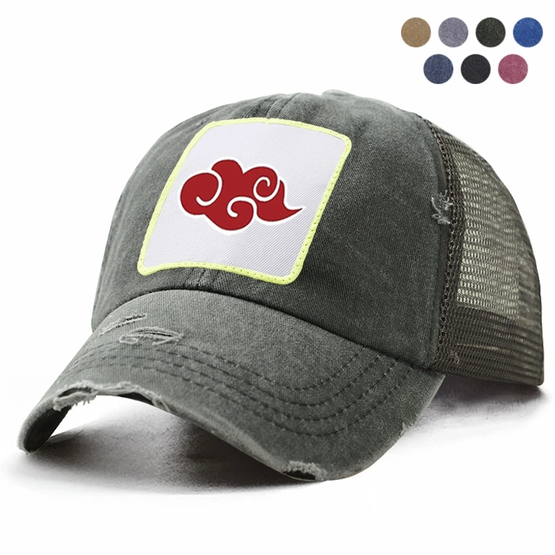 Японская аниме Red Cloud Naruto логотип Akatsuki мужская бейсбольная кепка для женщин и