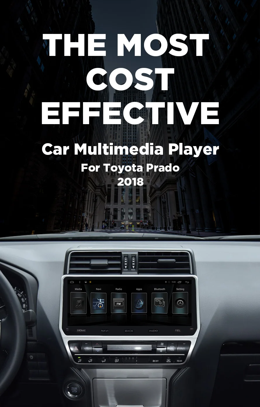 Android 7,1 Автомобильная магнитола для Toyota Land Cruiser Prado ram 1G rom 16G 12,3 дюймов Автомобильная стерео навигация