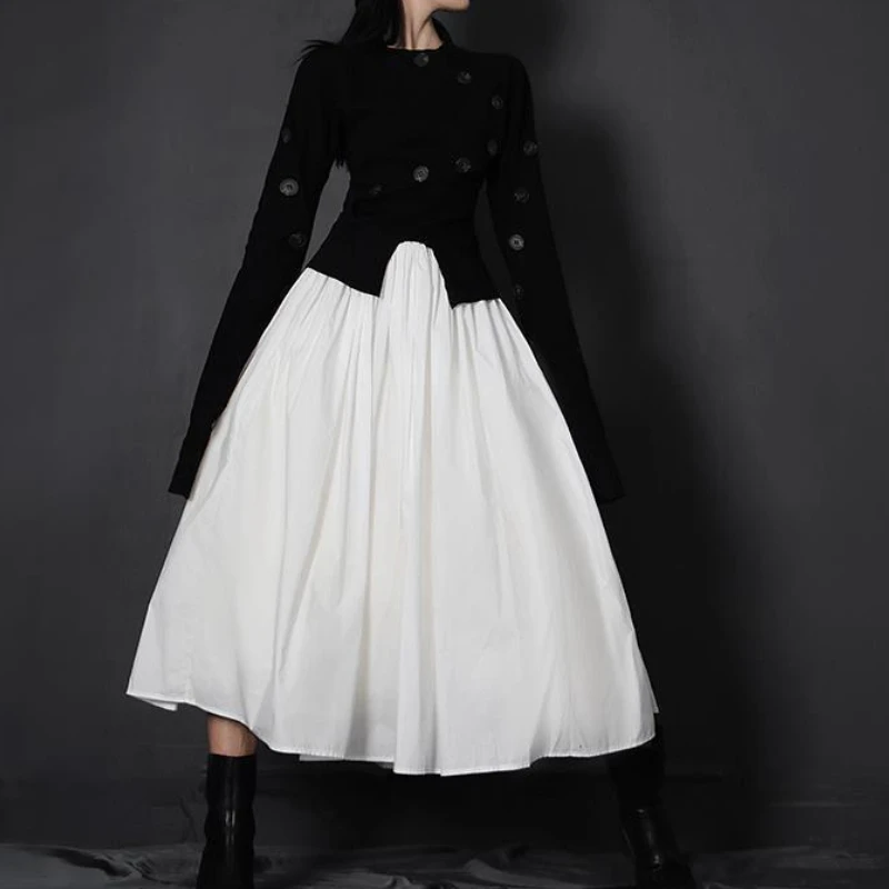

French Vintage Victorian Skirt Women Solid Patchwork Ruffles Y2k Long Skirt Female Casual High Street Mesh Korean Party Clothes