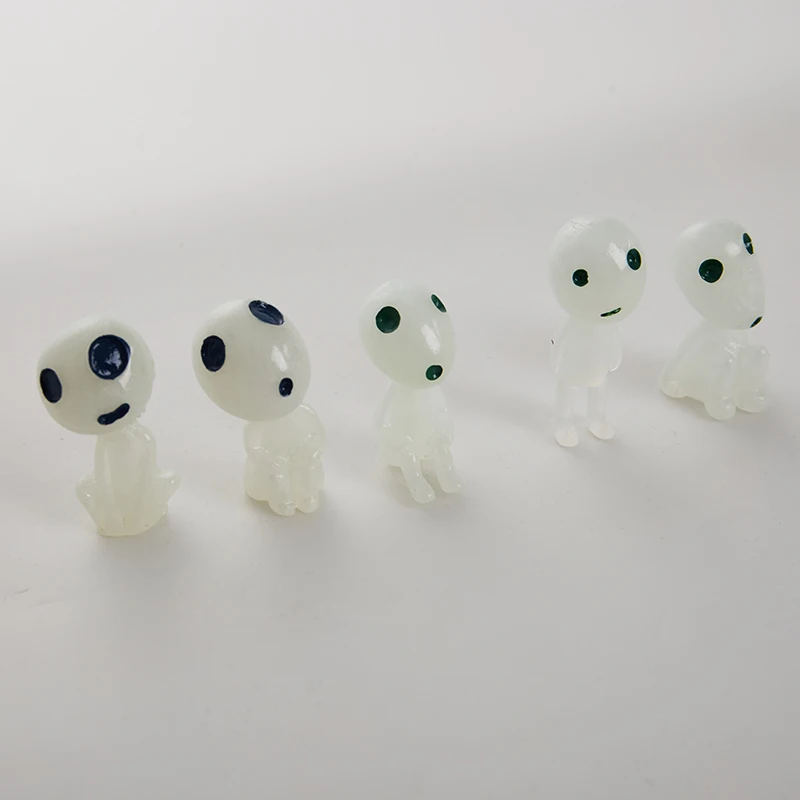 

5pcs Princess Mononoke Mini Luminous Tree Elves Hayao Miyazaki Micro Landscape Cute Resin Decoration Cartoon Toy Birthday Gifts