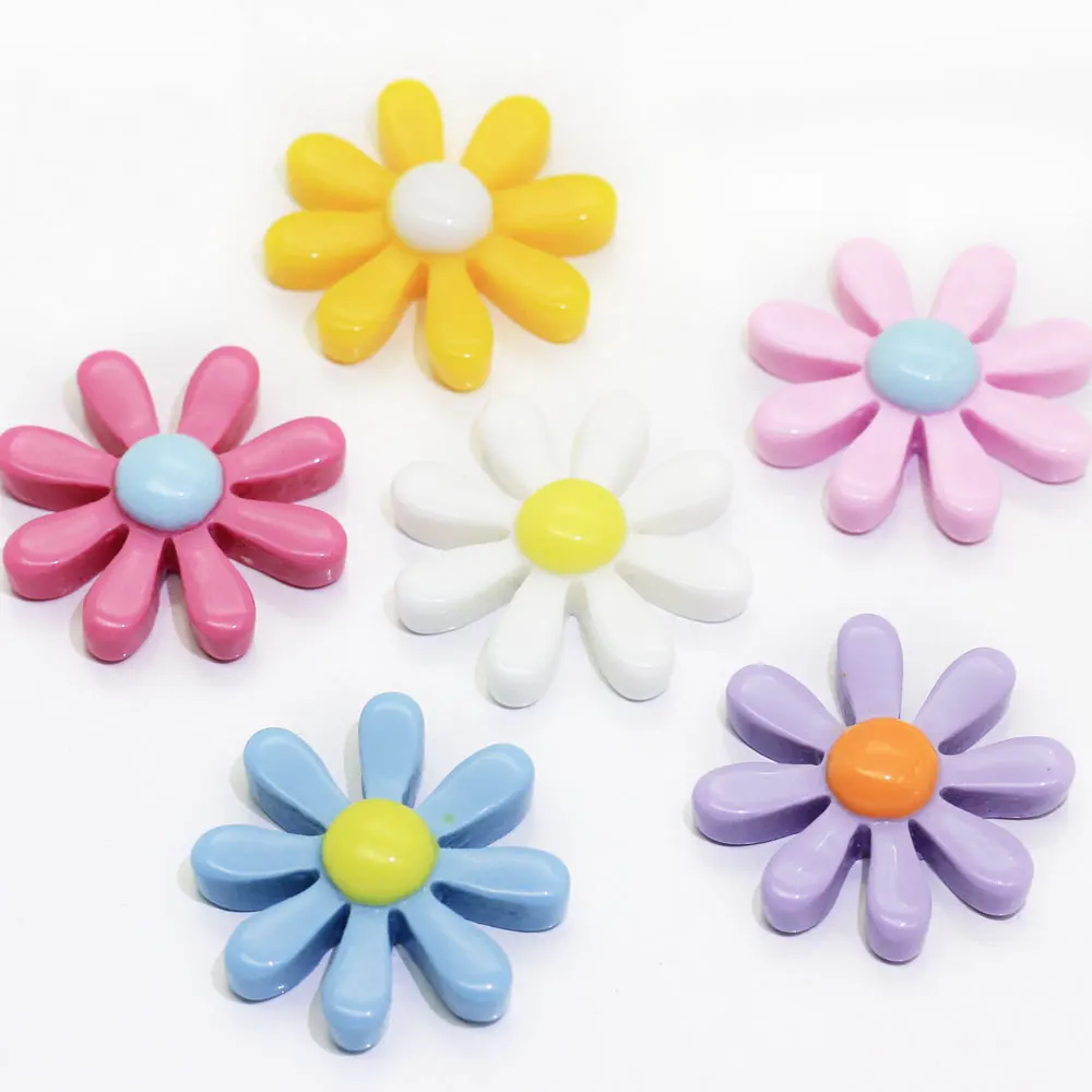 

10/50p Wholesale Various Pastel Color Kawaii Sunflower Shape Cute Flatback Resin Cabochons Plastic Jewelry Accessories Material