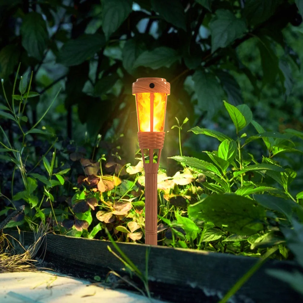 

4pcs LED Solar Lawn Light 3 Modes Outdoor Buried Lamp Waterproof Garden Solar Flame Light Cold/Warm/Bright White Spike Bulbs