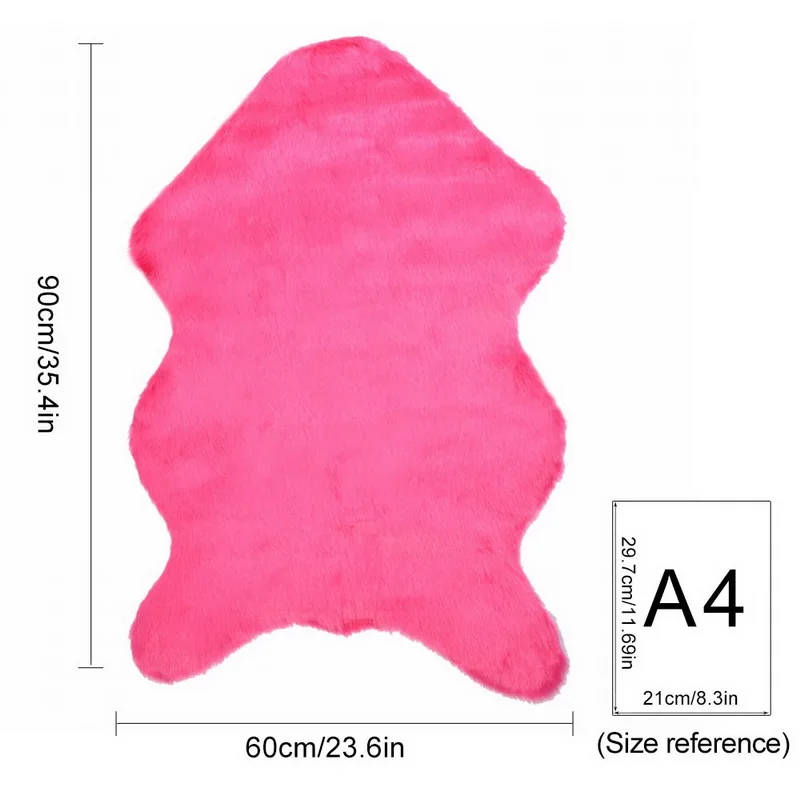 A 60x90cm red Роскошный прямоугольный коврик из мягкой овчины, Пушистый Ковер из искусственного белого меха, мохнатый длинный ворс, сплошной мат, коврик для гостиной, домашний декор - Цвет: A 60x90cm red