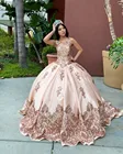 Светильник, розовое платье Quinceanera с Seuqins, платья без рукавов, милое 16 платье с коротким шлейфом, vestidos de quinceaera