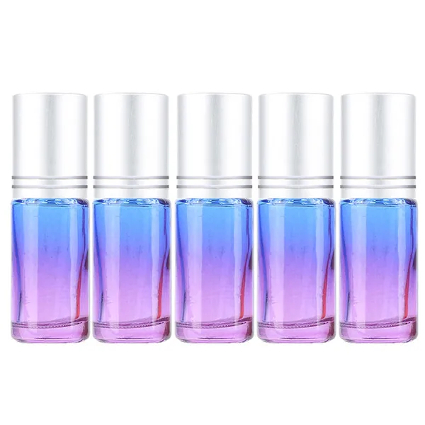 05 5ML 5PCS 5 шт./компл. 10 мл градиентные цветные толстые стеклянные с роликовым аппликатором эфирные масла пустые флаконы для духов 10cc роликовый шар прочный для путешествий - Цвет: 05 5ML 5PCS