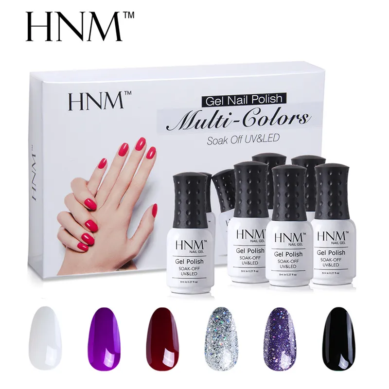 HNM 6pcs/set Nail Art Pure Color 8ML Gel Varnish Sets Nail Polish Kit Manicure UV Gel Lucky Gel Varnish Lacquer DIY For Nail Kit - Цвет: 22