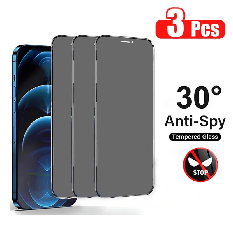 

1-3pcs 9D Anti Spy Tempered Glass for IPhone 11 12 13 Pro Max X XR XS Screen Protector on IPhone 8 7 6S Plus Privacy Glass Film