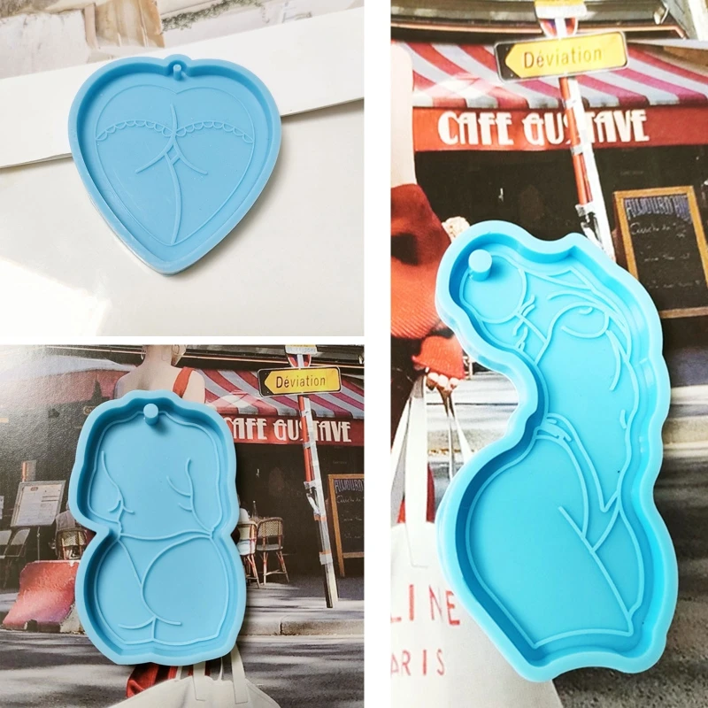 

3 Pcs Creative Sexy Women Body Keychain Epoxy Resin Mold Pendant Silicone Mould