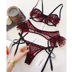 Сексуальное нижнее белье 2020, изысканное Сетчатое нижнее белье, бюстгальтер + подвязки + трусы, комплект ночного белья с вырезами, сексуальное нижнее белье