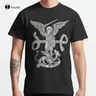 Классическая футболка с изображением Санта-Михала, католического арчангеля, защитника ангела, футболка