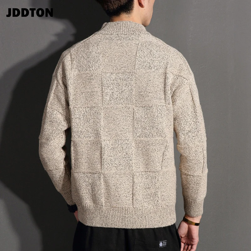 Мужской трикотажный свитер JDDTON повседневный свободный в клетку японском стиле