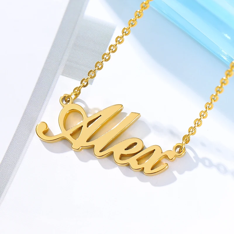 Персонализированное имя серебряная с золотом цепь ожерелье из нержавеющей стали