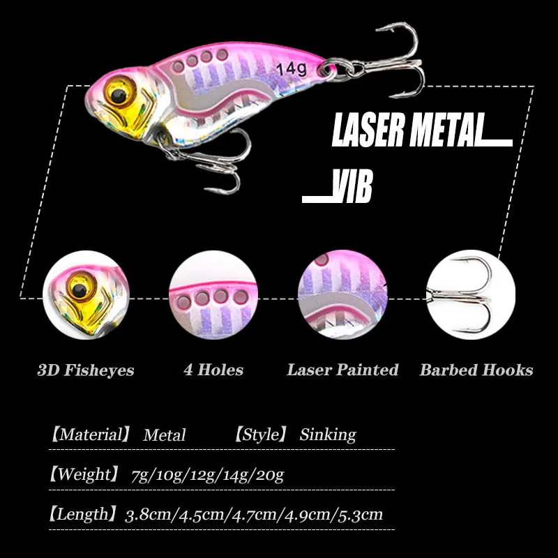 Фото 1 шт., Рыболовная Приманка 7 г/10 г/12 г/14 г/20 г Sinking Vibration Fishing Lures Artificial For Bass Perch Fishing №2