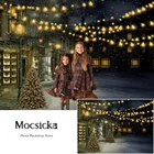 Рождественский уличный ночной фон для фотосъемки зимняя снежная гирлянда светильник для фотосъемки дети портрет фотосессия фон для фотостудии
