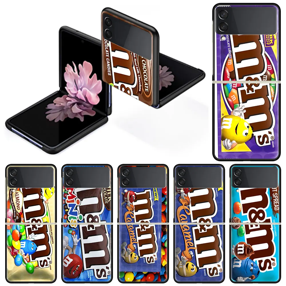 

Luxury Case for Samsung Z Flip 3 Phone Cover Shockproof Hard Silicone Funda Cute Pattern Capas M&M's Chocolates