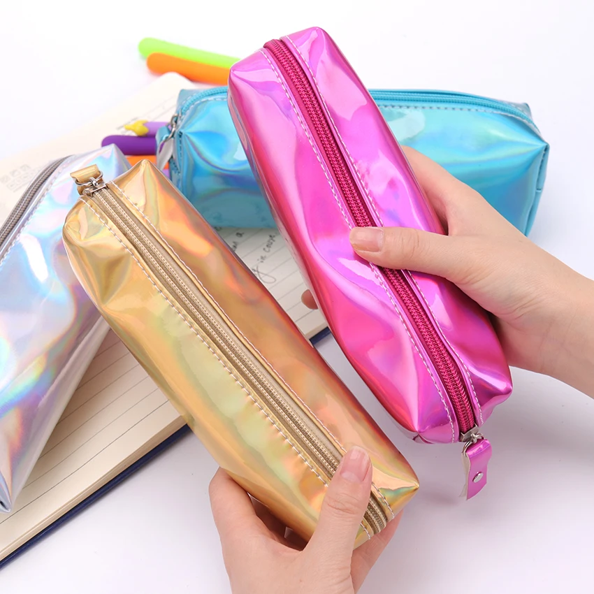 1PC Soft PU Laser Pencils Bags Kawaii Girl Case Durable Large Capacity School Supplies Stationery |