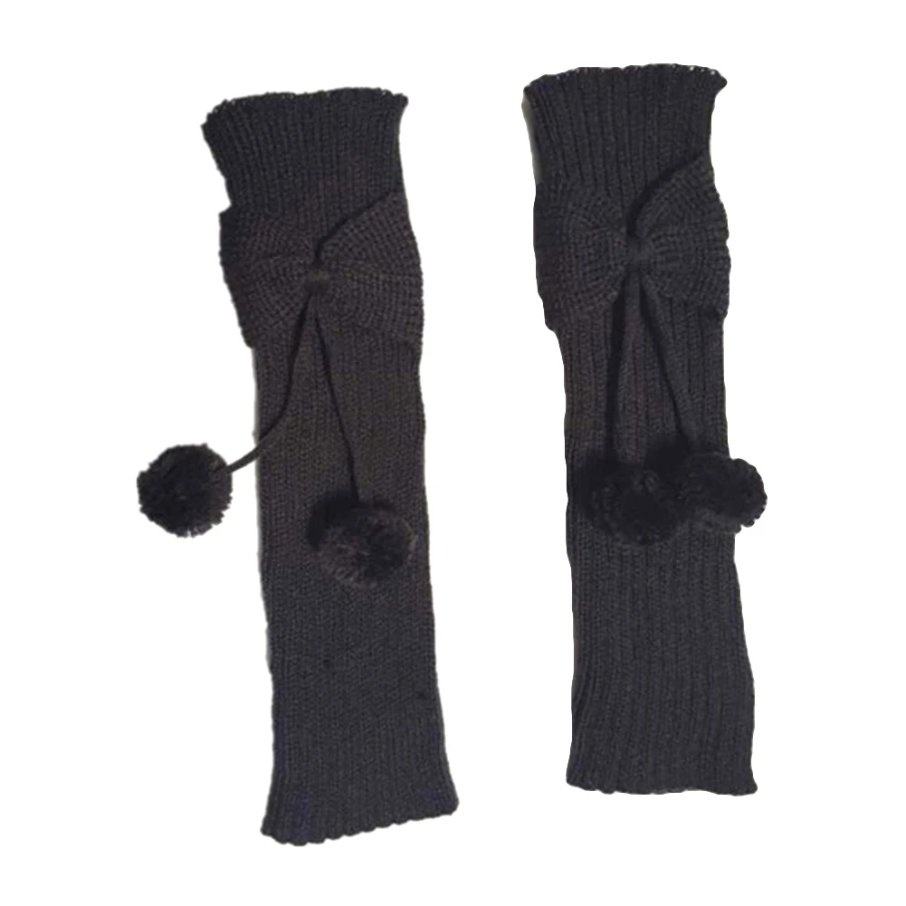 Модная детская одежда для девочек с бантиками бубоном вязаные гетры носки под