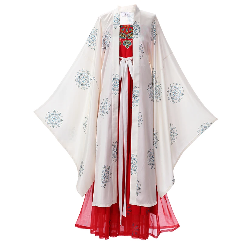 

hanfu female authentic original tang system spends big sleeve unlined upper garment of elegant 4 meters myrobalan skirt