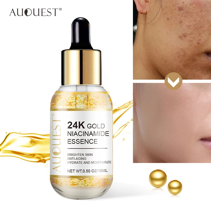 

24k Gold Face Serum Niacinamide Whitening Essence Anti Wrinkles Hyaluronic Acid Moisturizing Shrink Pores Anti-Aging Skin Care