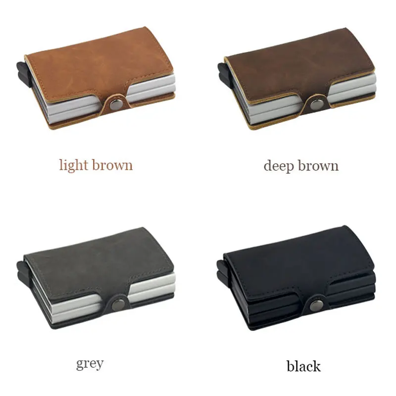 SEEKRID Винтаж двойные металлические держателя карты с функцией блокировки RFID