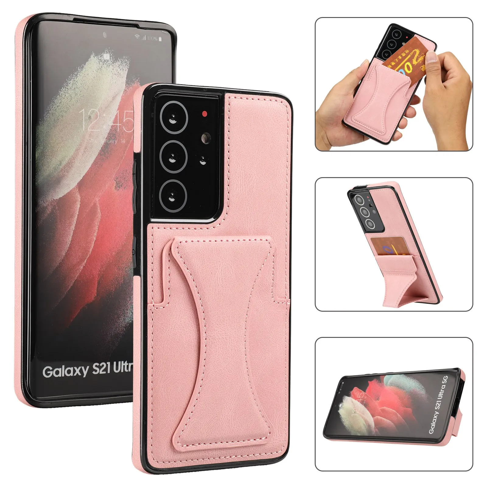 

Vertical Horizontal Kickstand Leather Case For Samsung Galaxy S21 S20 FE Note 20 Ultra S10 Plus S10e A72 A52 A71 A51 Card Holder