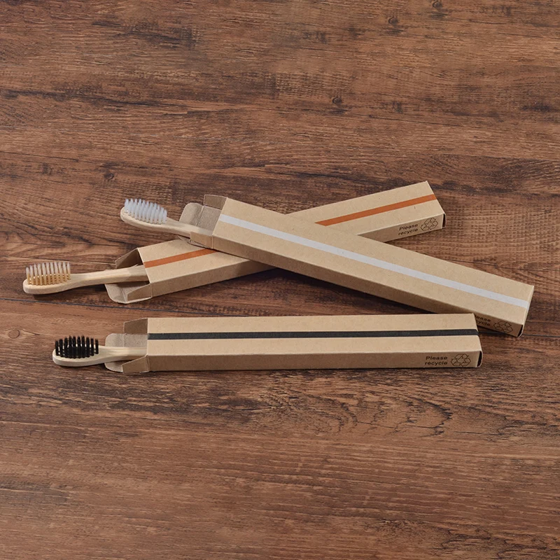 Экологичная бамбуковая зубная щетка деревянная с мягкой щетиной древесный уголь
