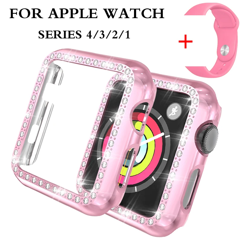 Бриллиантовый чехол для Apple watch band 42 мм 38 защитный экрана 4 3 2 1 44 40 защитная