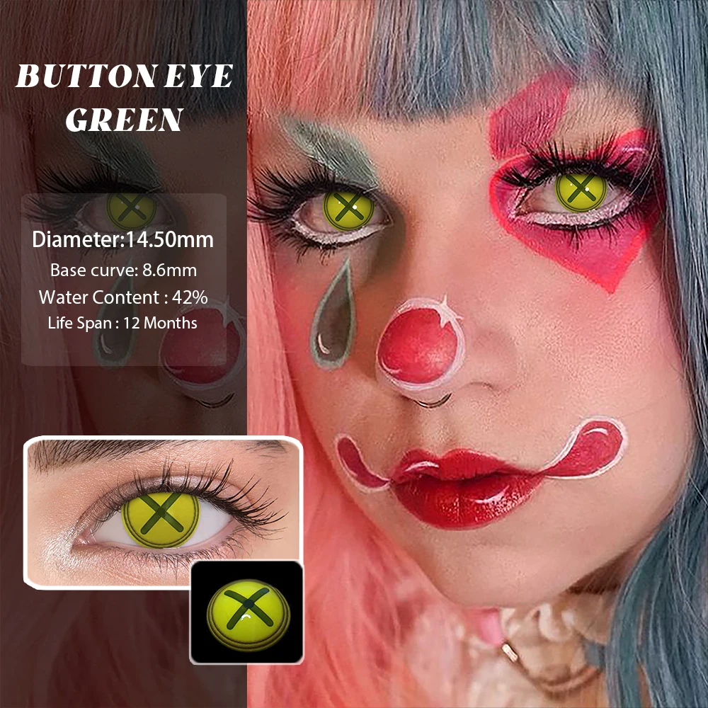 fresh lady official color contact lenses button eye halloween lens yearly 1pair colored soft beauty makeup pupils with container free global shipping