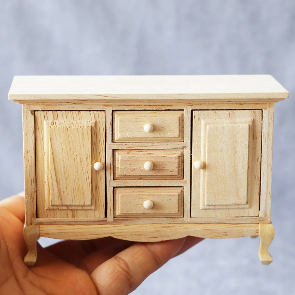 

1/12 Scale Dollhouse Miniature Bedside Cabinet Drawer Doll Furniture Room Dollhouse Accessories Miniature Furniture