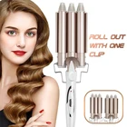 Щипцы для завивки волос, профессиональные, керамические, с тремя стволами