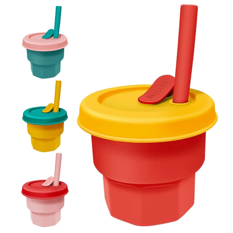 

Children's Silicone Straw Mug Mug Resistant To Fall, High Temperature, Splash And Shatterproof 300ML