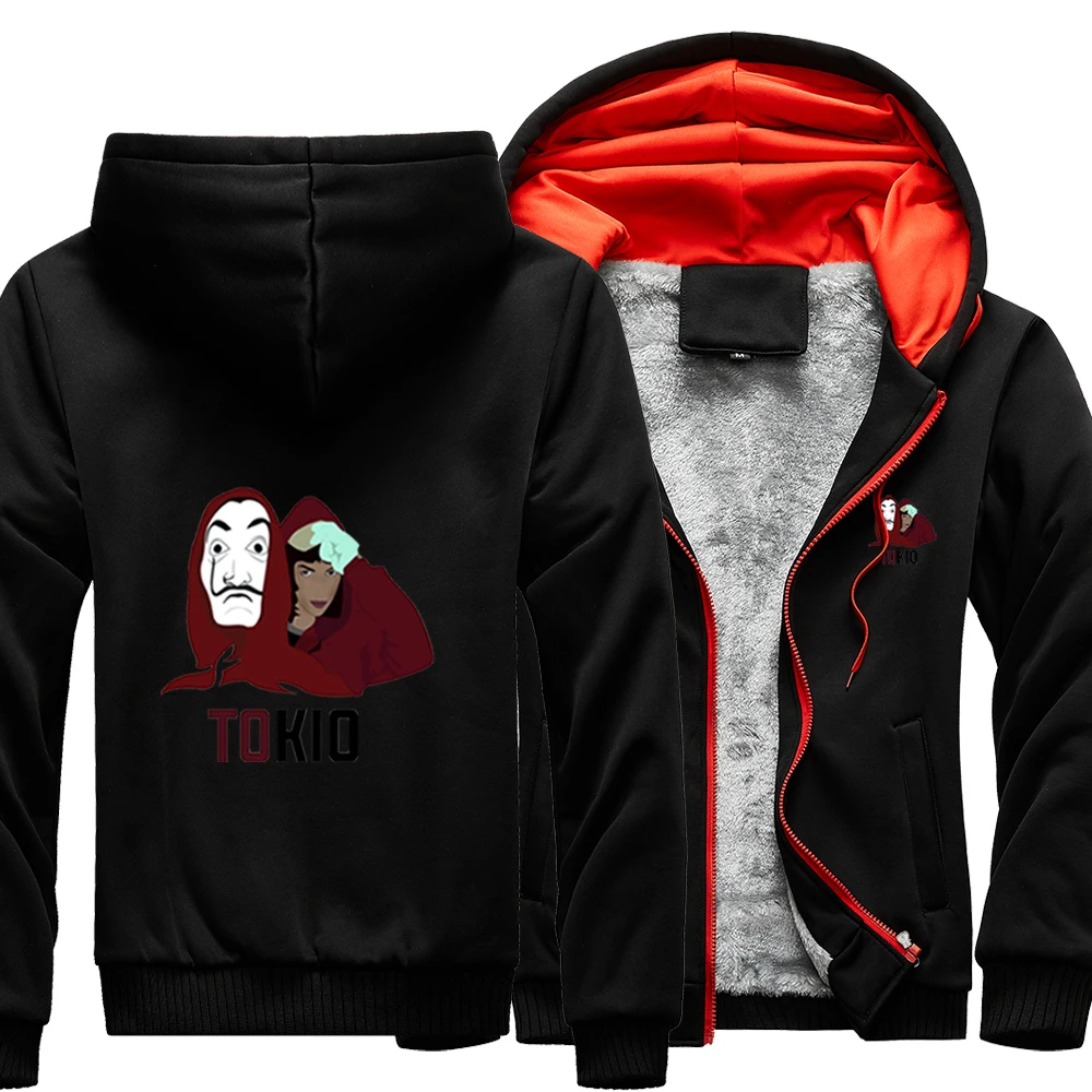 

La Casa De Papel Season Spain Move Tokio Casual Hoodie Street Winter Warm Thick Jackets Top Men Printed Fitted Sweatshirt Coat