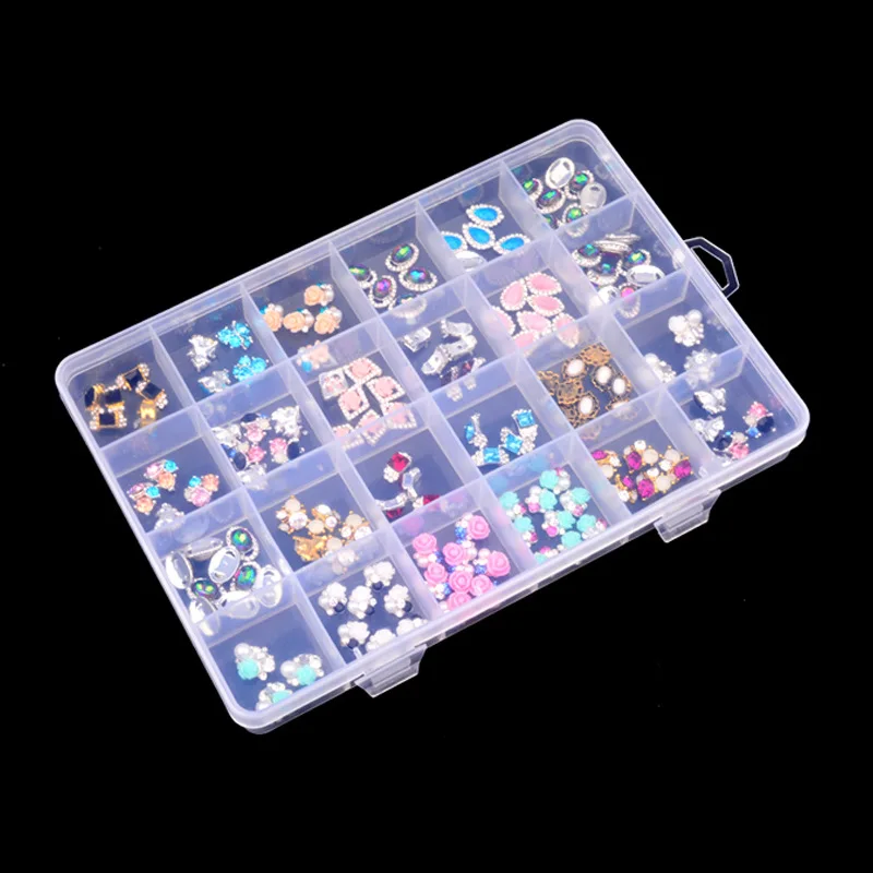 28 Grids Clear Nail Art Tools Storage Box Plastic Holder For Jewelry Rings Earring Rhinestone Diamond Painting Organizer Display | Красота и