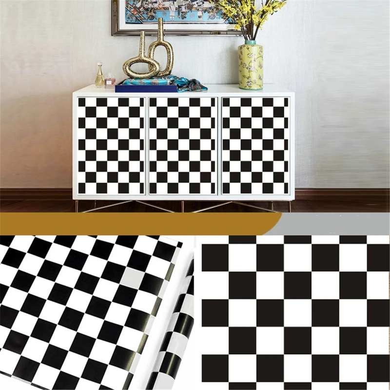 

Modern 45cmx10m PVC Black White Striped Self-adhesive Wallpaper Contract Wall Sticker for Kitchen Bathroom Furniture