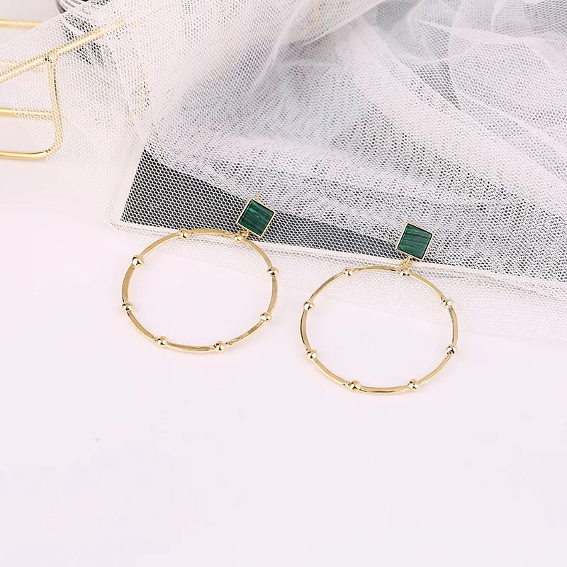 

fashion ins wind restoring ancient ways malachite needles the circle earrings green contracted stud earrings