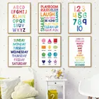 Цифры и алфавит для детской комнаты, настенный постер, образовательная картина, детская спальня, форма для детской стены, художественный принт, декор для детской комнаты