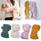 Хлопковое 4-слойное детское одеяло, пеленка для новорожденных, накидка на коляску, однотонное одеяло с оборками для новорожденных, детское одеяло, Подарочная накидка для душа