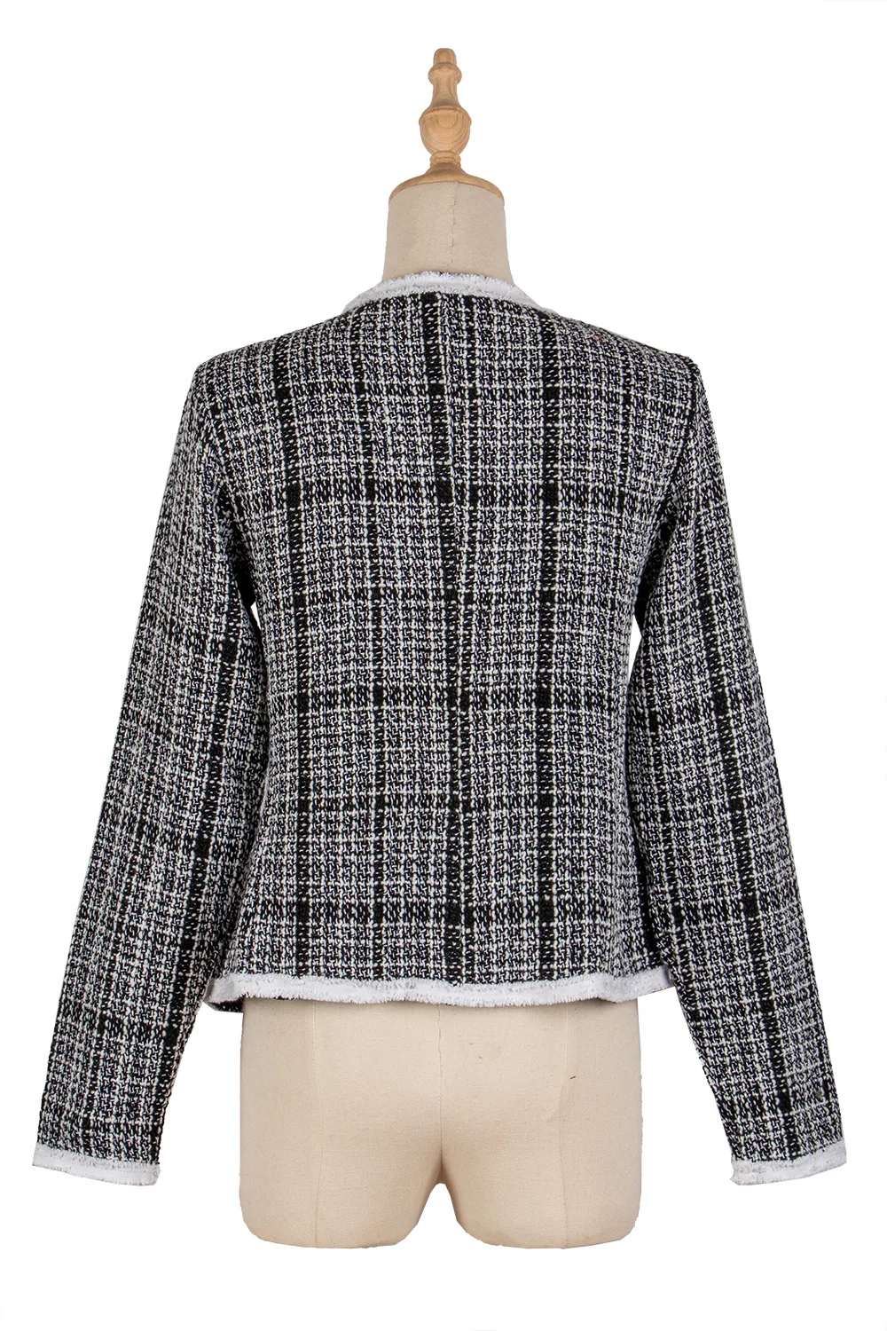 

Spring Autumn Vintage Plaid Jacket Women Small Fragrance Patchwork Woollen Coats Street Fashion Casual Elegant Short Outerwear