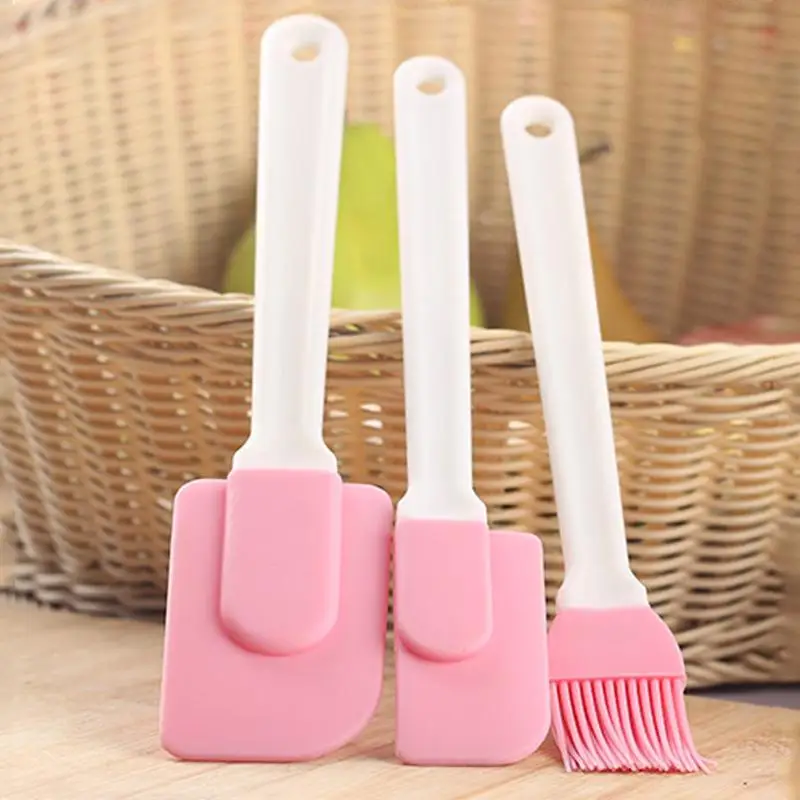 

Baking Kitchenware Heat Resistant Mixing Batter Scraper Brush Set DIY Cake Tools Silicone Cream Cake Spatula Butter Mixer Brush