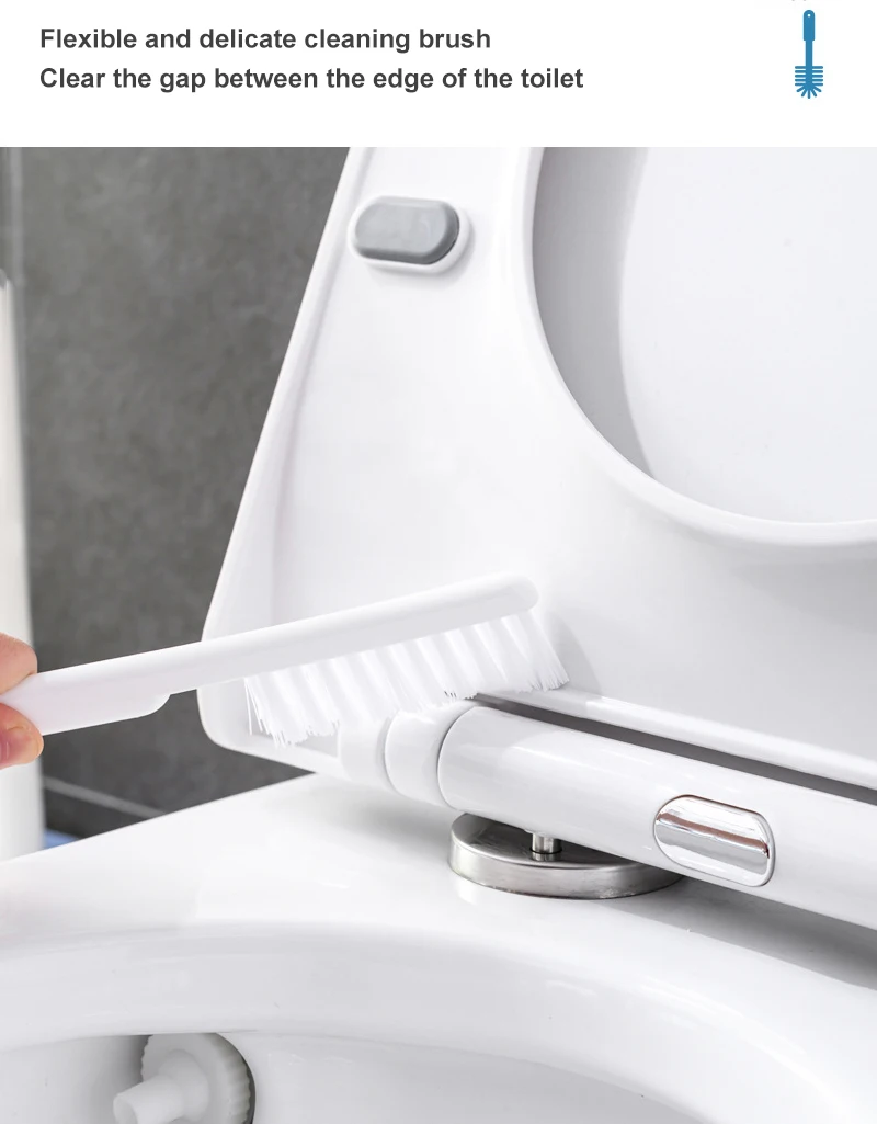 

Silicone Toilet Brush Holder Bathroom Accessories Long Handle Soft Flat Round Head Wc Brush Standing Wall Toilet Cleaning Brush