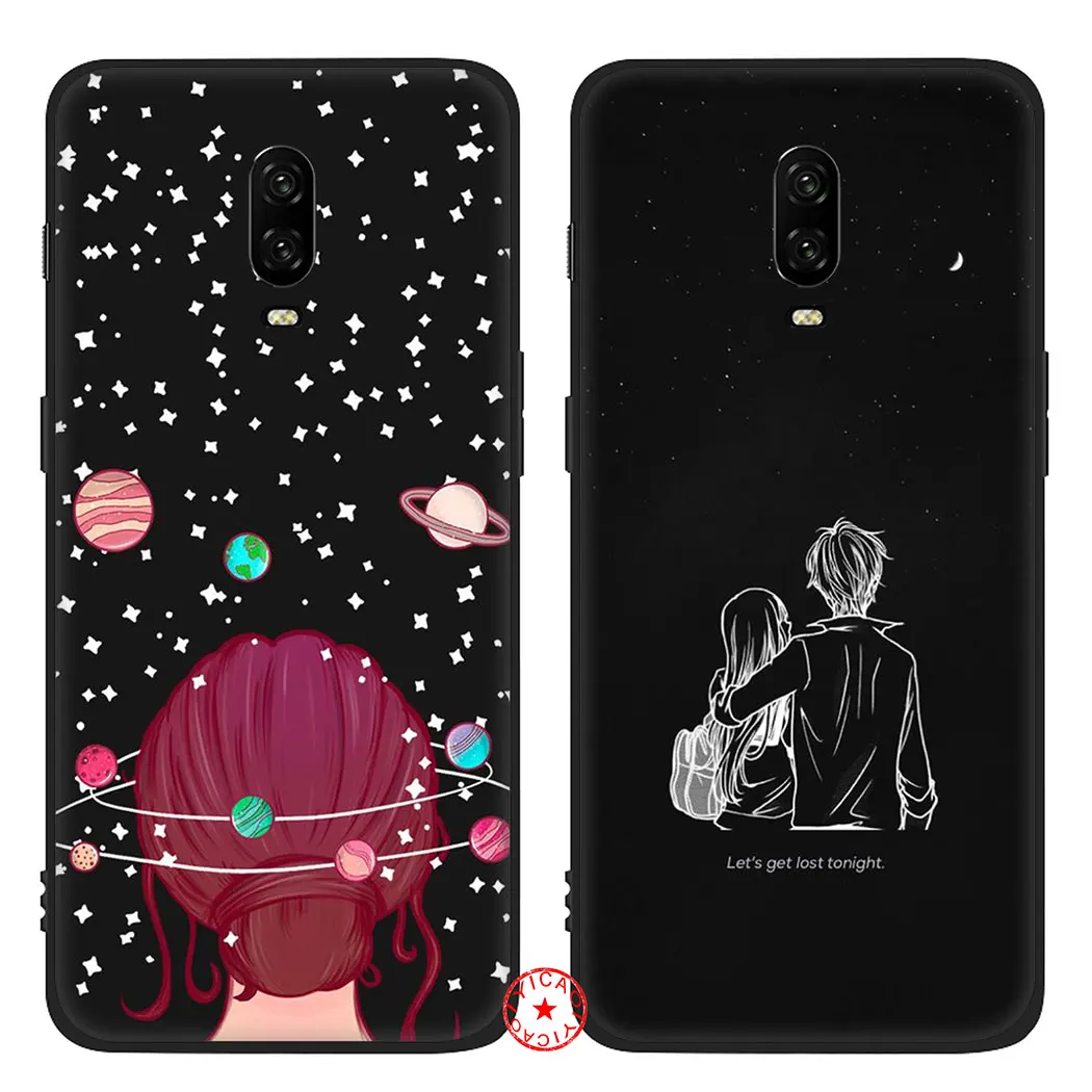 Black white cartoon pattern Soft Silicone Case for oneplus 5 5t 6 6t 7 Pro TPU Cover |